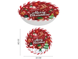Tigela de Feliz Natal em pvc vermelho 32 cm