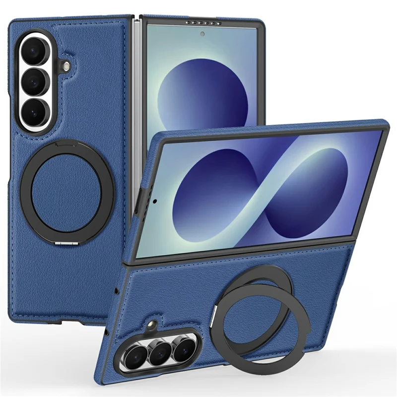 Capa Eifson Para Samsung Galaxy Z Fold8 Ultra, Com Suporte De Anel E Couro Pu - Compatível - Azul Royal