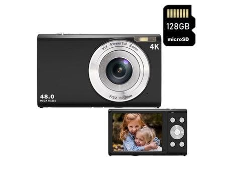 Câmera Compacta Digital VIGA EUROPE Dc402Af 48Mp Resolução 4K 2 8 Polegadas Tela 128Gb Preto