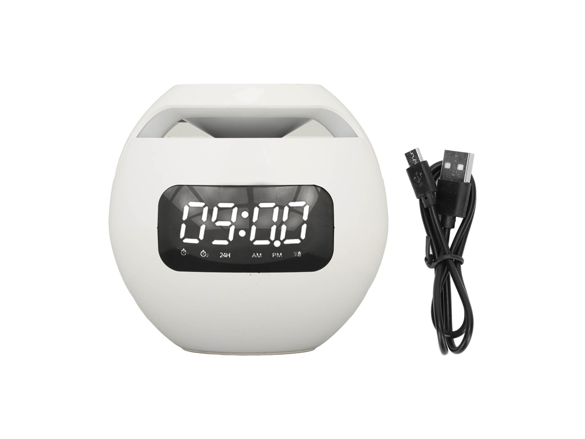 Reloj Despertador Bluetooth Altavoz Inalámbrico Fm Portátil Colorido Con Anuncios De Voz Blanco