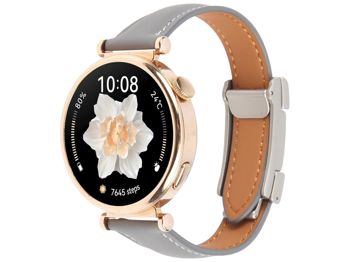 Pulseira De Couro Universal Fina Com Fecho Magnético