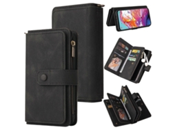 Capa De Couro Sintético Pu + Tpu Com Toque Suave Para Samsung Galaxy A70, Com Aba Horizontal, Suporte Para Cartão, Compartimento Para 15 Cartões, Cart