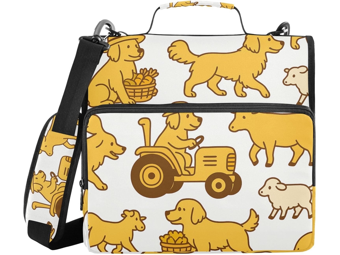 Pasta organizadora com zíper Gold Retriever 1, 5 Polegadas, 3 argolas com altura de ombro, inclui bolsa com zíper, pasta