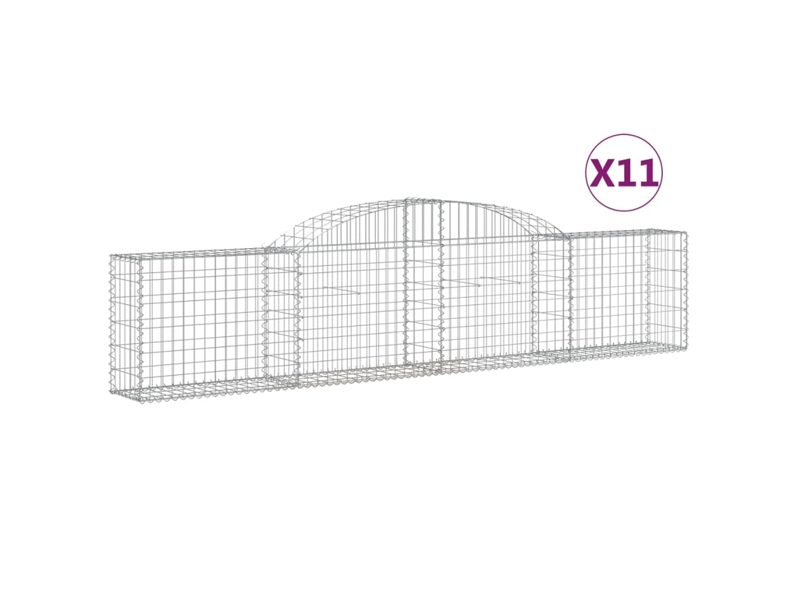 Conjunto 11 Cesto gabião VIDAXL Prateado Ferro (300x30x60/80 cm)