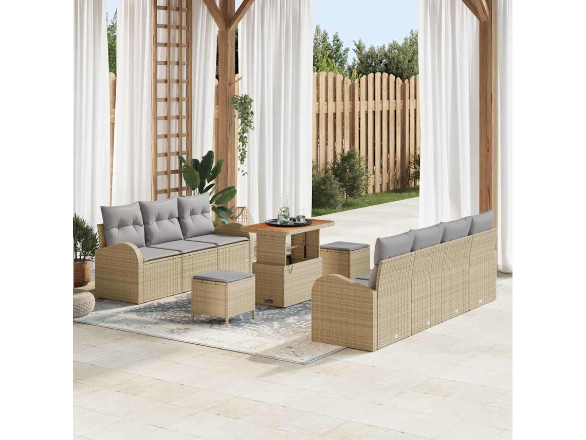 Vidaxl Conjunto De Sofá De Jardim 10 Unid. 9-número De Lugares