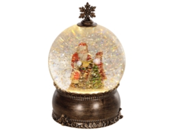 Bola de Neve Natal com Música e Luzes (Papai Noel e Criança, Bronze) | S/MARCA