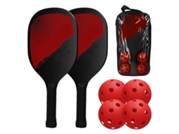 Conjunto de raquetes de pickleball com 2 raquetes, 4 bolas e bolsa de transporte para uso doméstico e feminino.