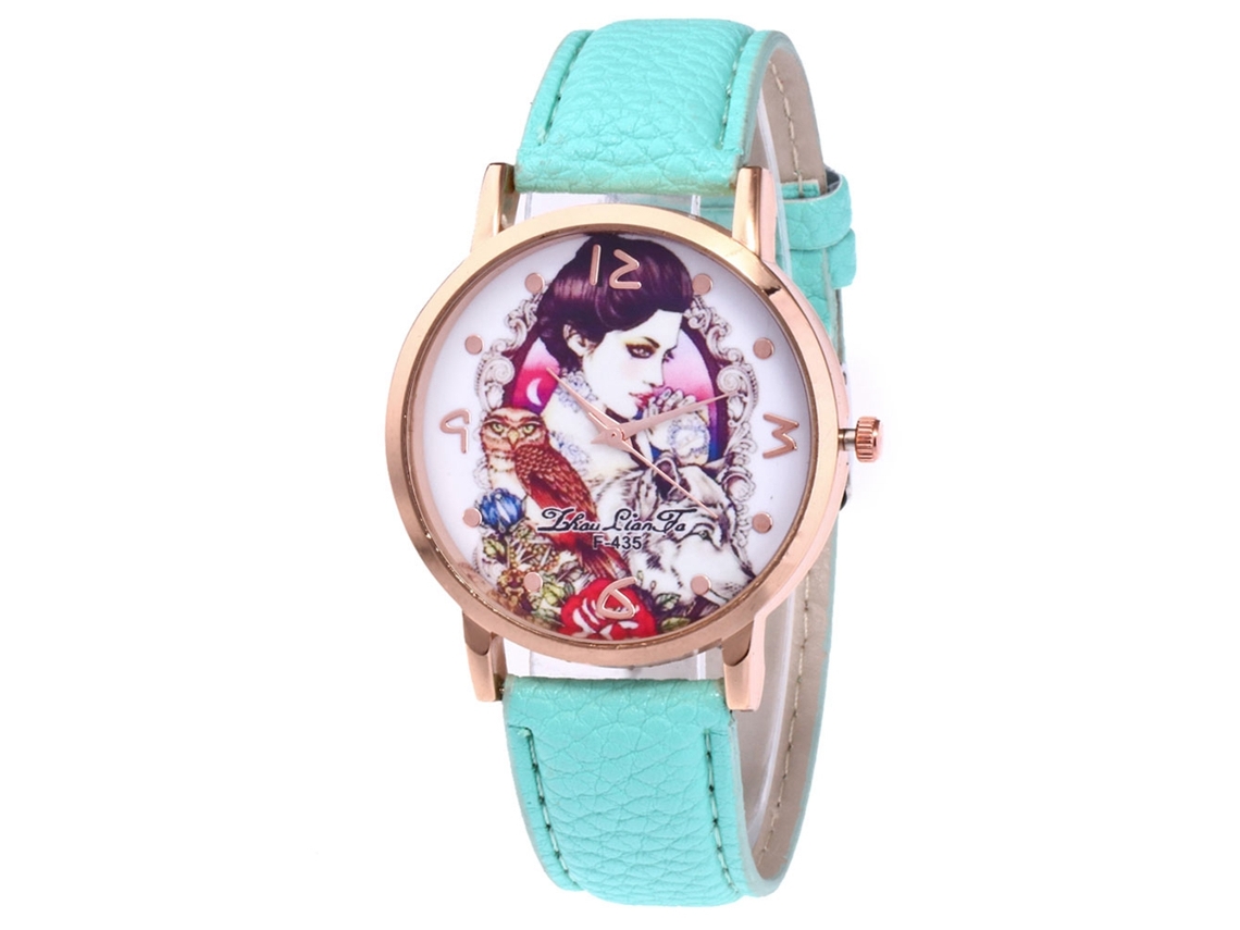 Relógio de Pulso Unissex de Quartzo com Pulseira de Couro Pu Estilo Simples (menta)