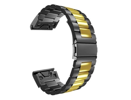 Bracelete Aço Inoxidável Adaptável Preto e Dourado para Garmin Fenix 7 Standard Edition