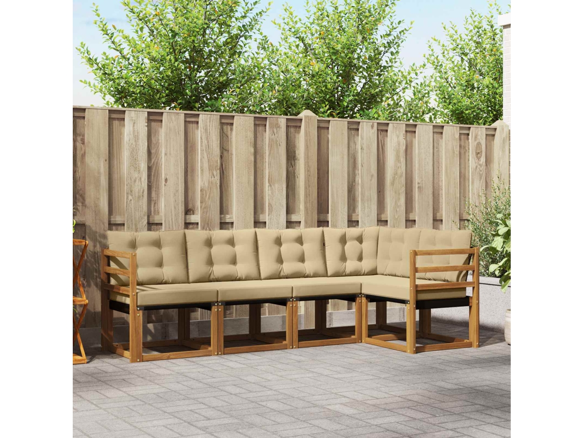 Vidaxl Conjunto De Sofás Para Exterior 5 Pcs Natural E Bege