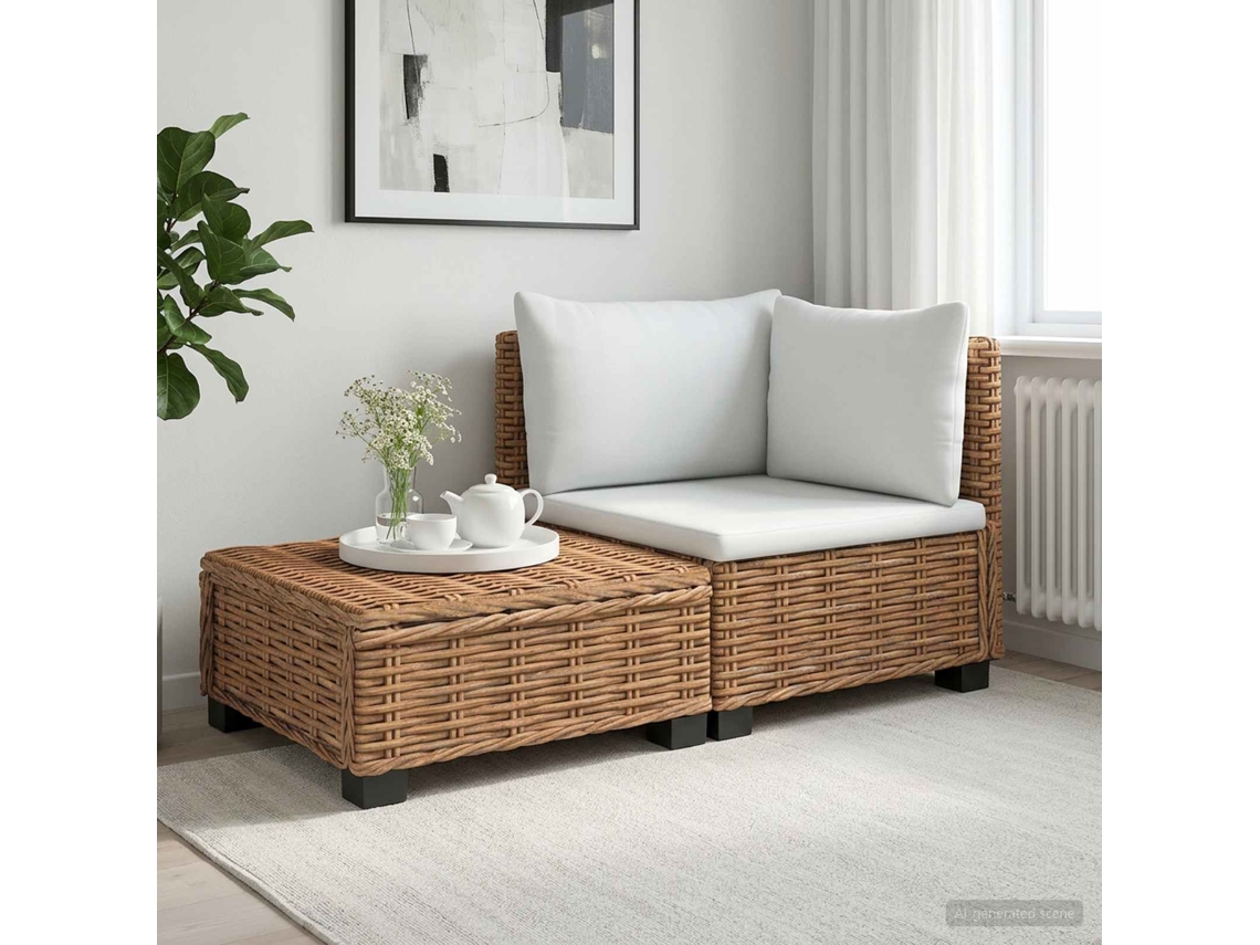 Vidaxl 2 Unid. Conjunto De Lounge De Rattan Com Almofadas Gendt