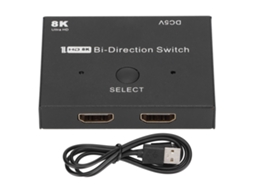Divisor bidirecional de interface multimídia HDMI, suporte 8K a 60Hz, 4K a 120Hz, 2 entradas, 1 saída CHABERLU