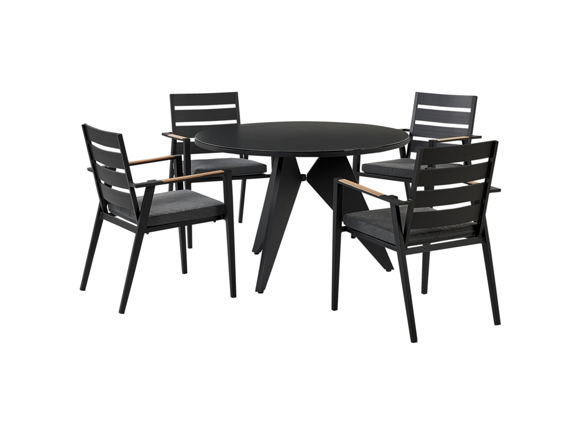 Conjunto De Refeição De Jardim Com Cadeiras Beliani Olmetto/taviano De Alumínio Preto 110x110x74