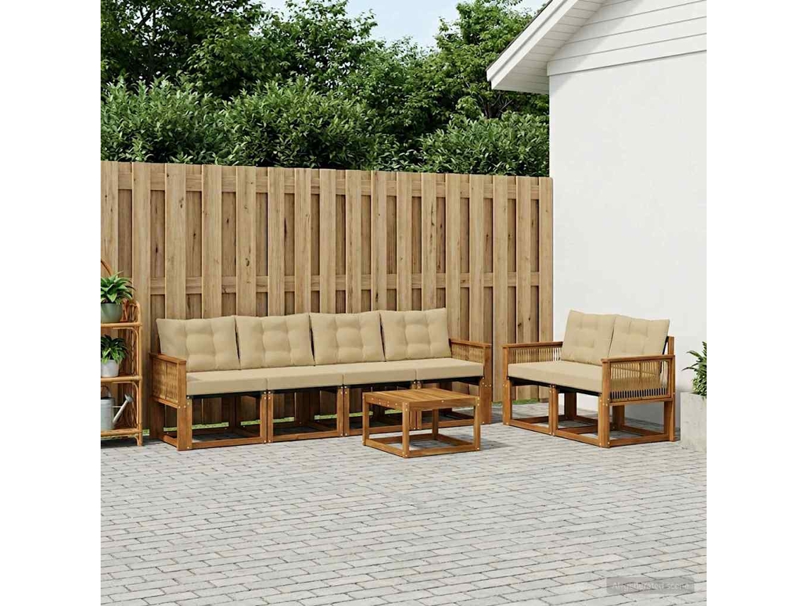 Vidaxl Conjunto De Sofás Para Exterior 7 Pcs Natural E Bege