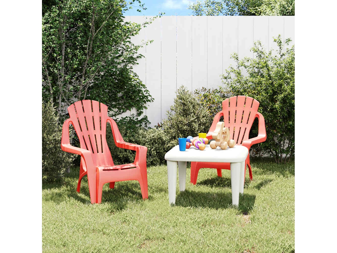 Vidaxl Cadeiras De Jardim Infantis 2 Pcs Pp Aspeto De Madeira Vermelho