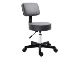 Banquinho De Salão, Ajuste Em Altura, Ergonômico, Giro De 360°, 5 Rodízios, Cobertura Sintética, Cinza-kb
