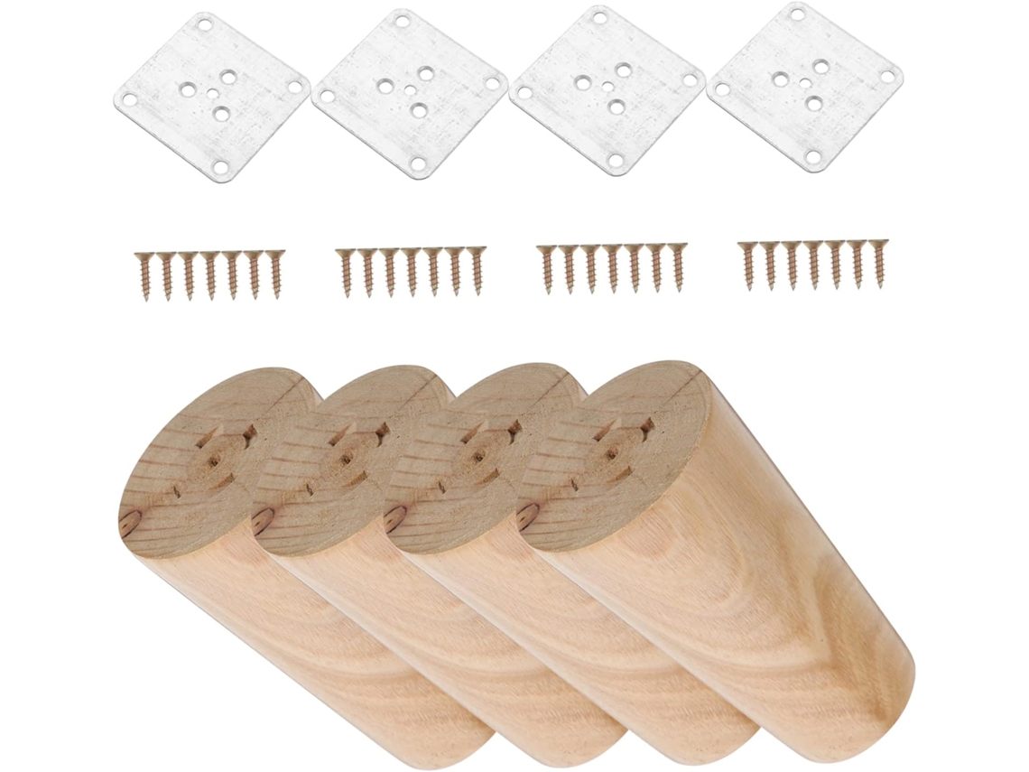 Conjunto De 4 Pés Madeira Maciça Para Móveis, Substituição De Pés Para Mesa, Cama, Sofá E Sala De Estar