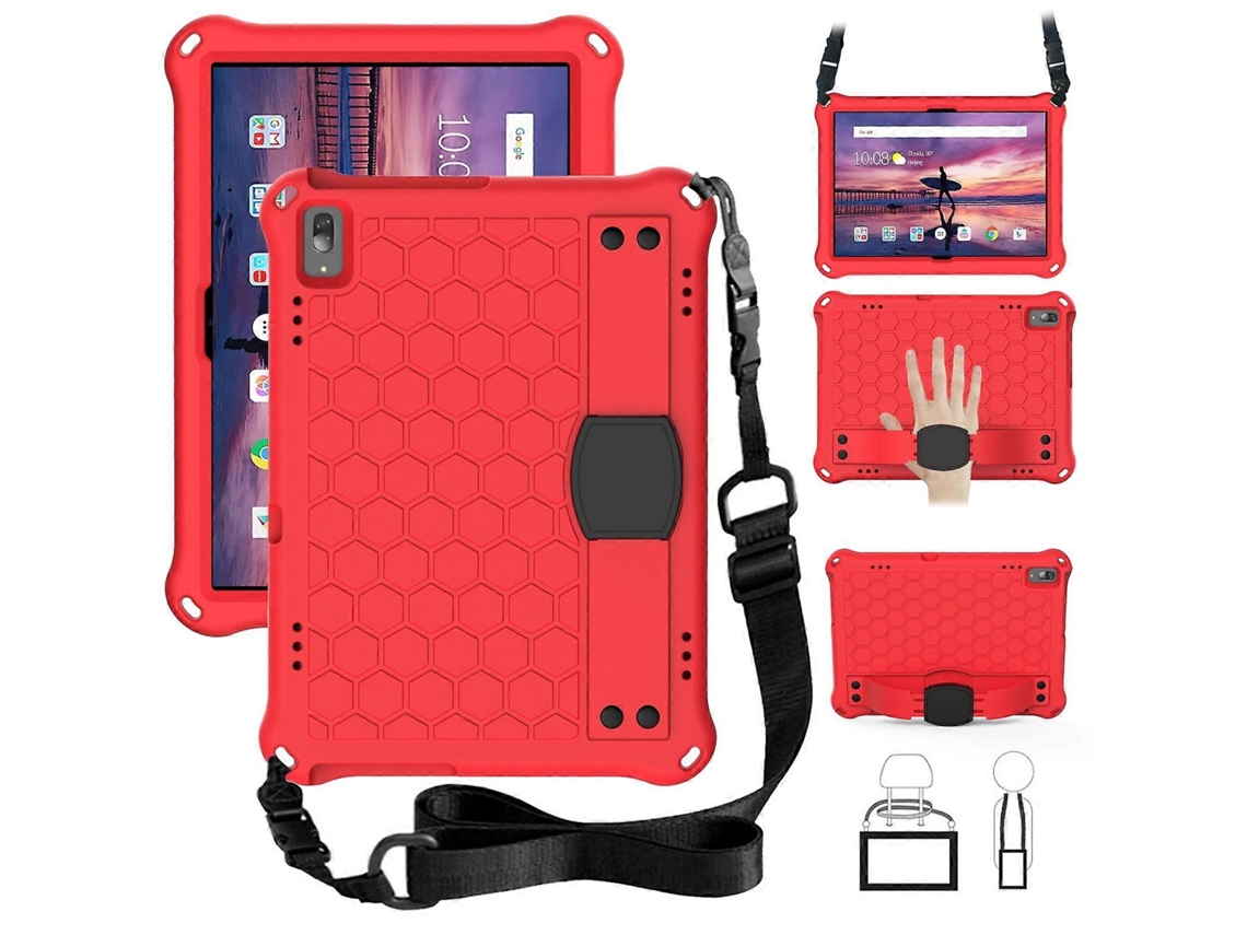 Capa Protetora Plana Com Design Em Favo De Mel Em Eva + Pc, Com Quatro Cantos Reforçados E Alça Integrada Para Lenovo Tab 4 10 Tb-x304f/n (preto + Pre