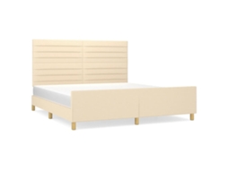 Bed Frame With Headboard, Bed Frames With Headboards Vidaxl Creme Tecido (180 X 200 Cm)