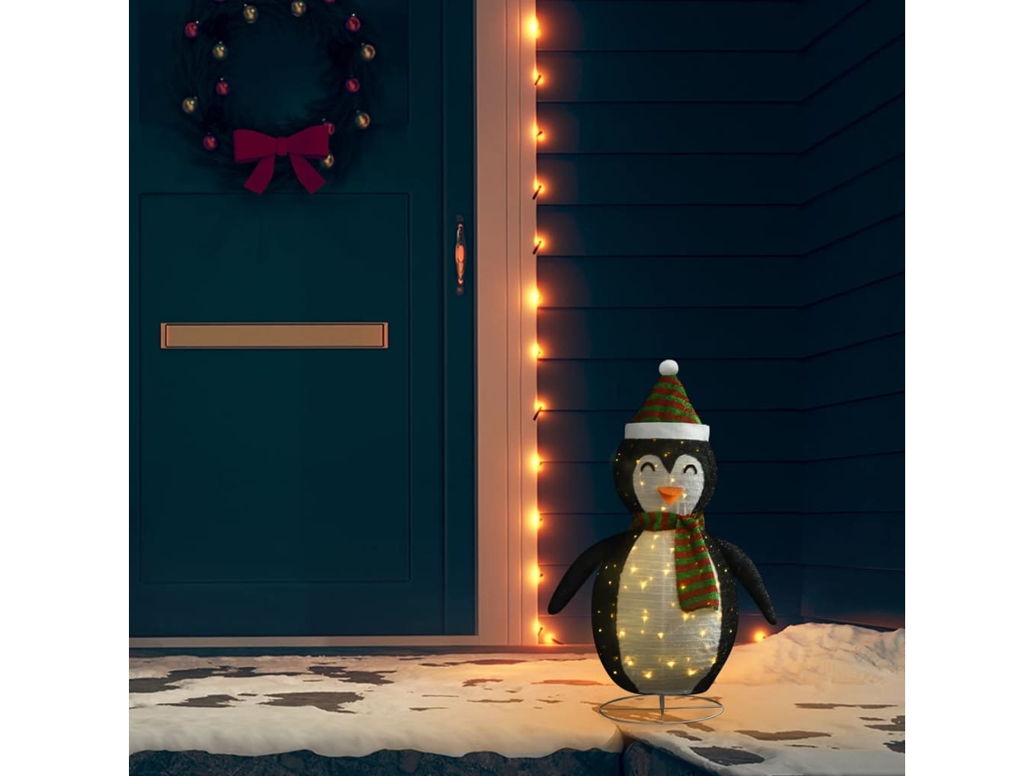 Vidaxl Pinguim De Natal Decorativo Com Luz Led Tecido De Luxo 60 Cm