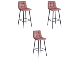Banco Arceto Veludo Rosa Escuro / Pernas Pretas X 3 Leobert