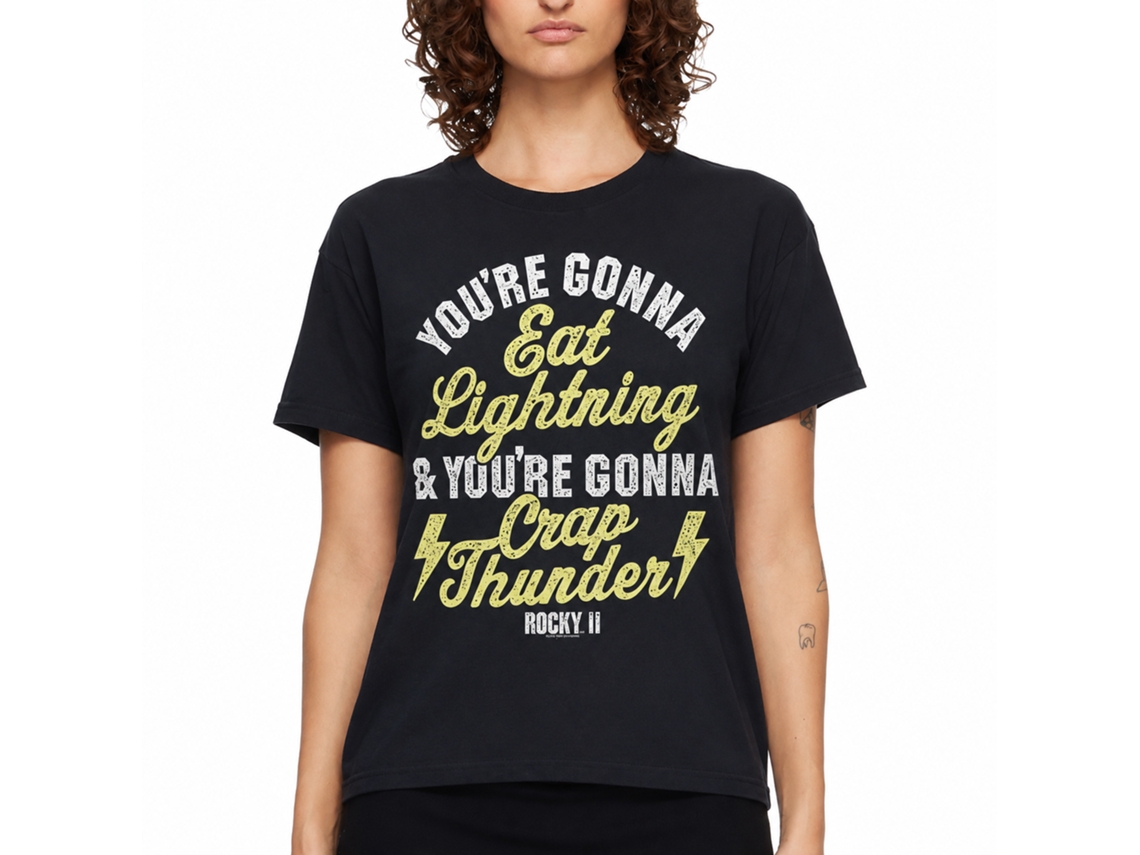 Rockinstone Rocky Movie Lightning And Thunder Navy Adult T-shirt Size:s