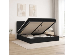 Vidaxl Cama Ottoman Com Colchão E Led Preto 200 X 200 Cm Tecido