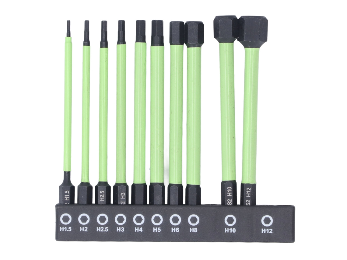 Conjunto De 10 Brocas De Chave Hexagonal H1.5 A H12 De Aço Liga S2 Magnético De 100mm De Comprimento Para Furadeira