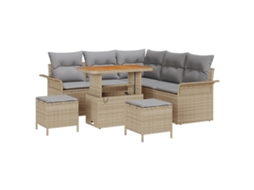 Conjunto 8 Conjunto De Sofá De Jardim Vidaxl Bege Vime Pe (187,5 X 187,5 X 85 Cm)
