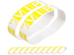 Pulseiras De Papel Sintético Impermeáveis E Seguras Para Eventos Vip, Amarelas, Pacote Com 100 Unidades, Ideais Para