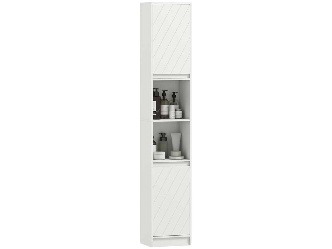 Coluna de banheiro com 2 portas e 2 compartimentos abertos, branco BTFORUS (30x24x170cm)