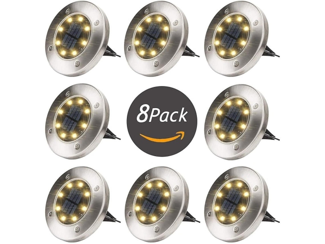 Luminária Solar para Exterior, 8 Leds, Cor Branco, Ip65 À Prova D'água, para Jardim, com Instalação Simples AQUAFORGE