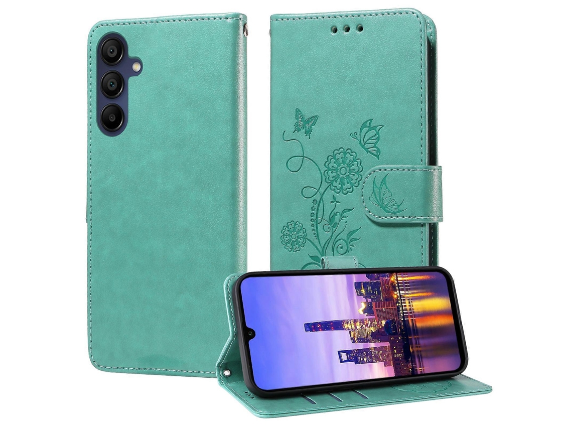 Capa De Couro Para Celular Com Flores De Borboleta Em Relevo