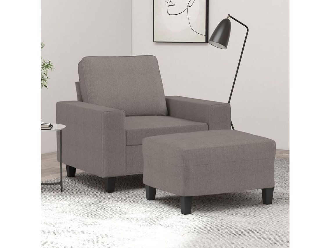 Vidaxl Poltrona Com Apoio De Pés 60 Cm Tecido Cinza-acastanhado