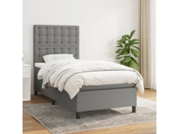 Cama Com Molas/colchão 80x200 Cm Tecido Cinzento-escuro