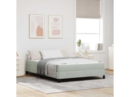 Vidaxl Cama Box Com Colchão Cinzento-claro 160 X 220 Cm Tecido