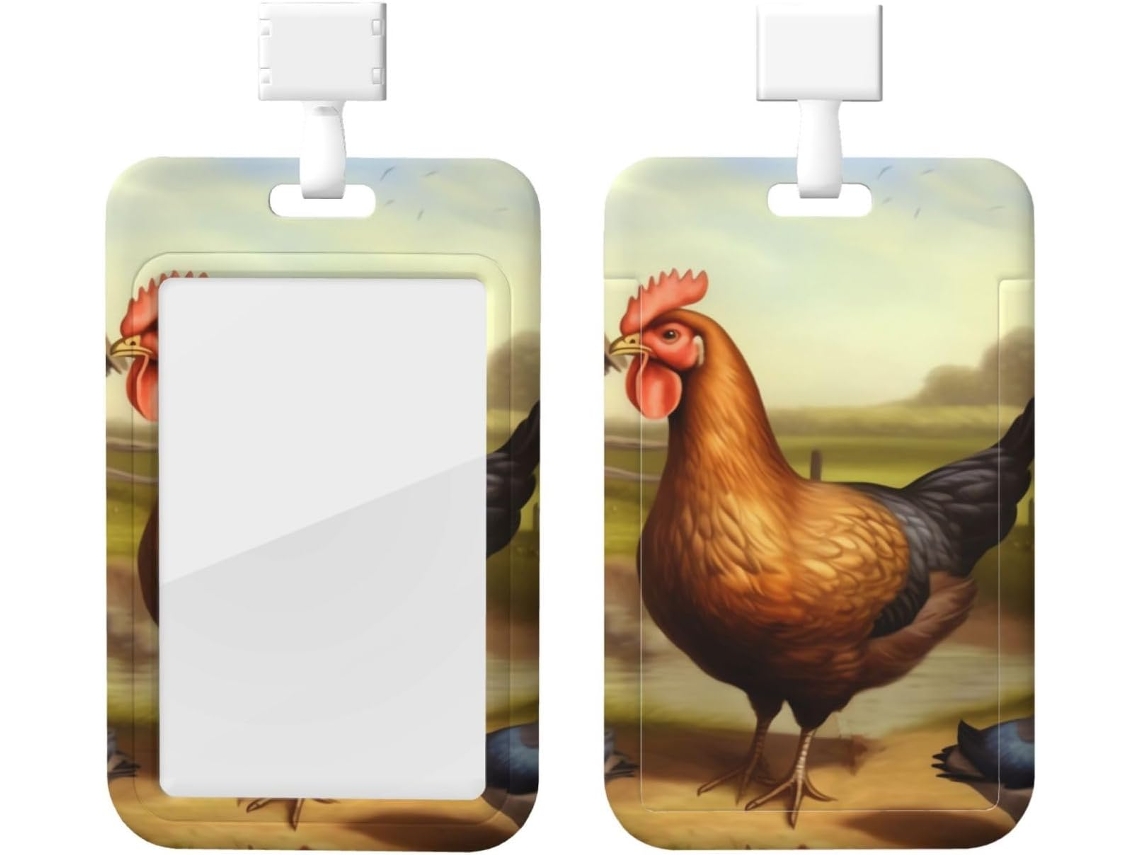 Porta Crachá Com Estampa Fazenda Pássaro, Com Cordão, Camada Plástica Impermeável, Armazenamento Protetor Crachá
