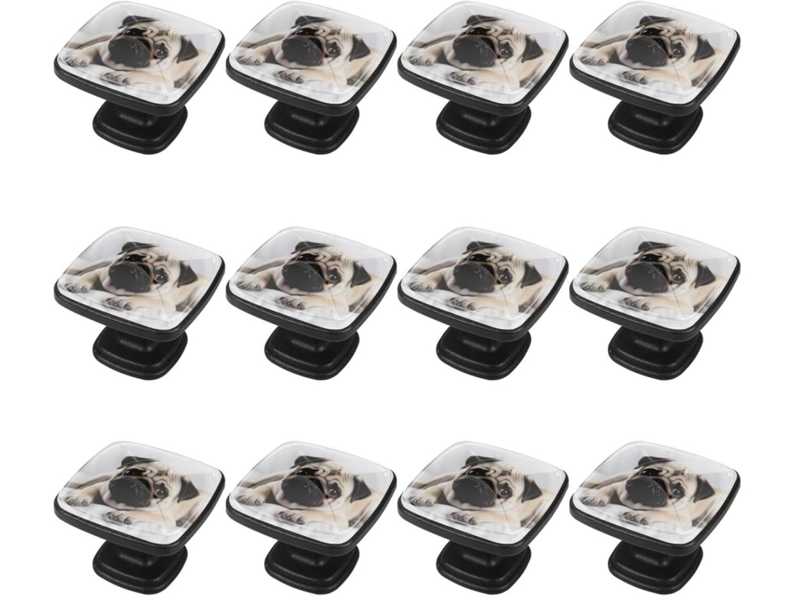 Puxadores Quadrados Para Armários De Cozinha, Puxadores Para Gavetas De Cômoda, 12 Peças, Cachorro Bulldog, Puxadores