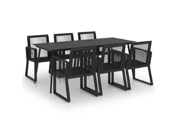 Maison Exclusive - 7 Pcs Conjunto De Jantar Para Jardim Vime De Pvc Preto