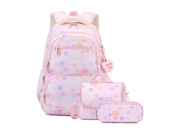 Mochila Escolar Feminina Fofa Para Meninas Adolescentes Com Conjunto De Lancheira. Rosa Hexinyigjly