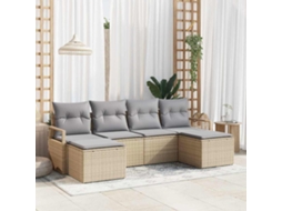Vidaxl Conjunto De Sofás 6 Unid. Bege Vime Pe