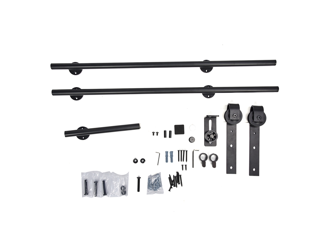 Kit Trilho Deslizante Para Celeiro Porta (Aço Carbono, Ferruge Prova, Estavel E Com Baixo Ruído)