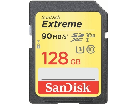 Cartão Memória SDXC SANDISK Extreme (128GB - 90MB/s - 4K)