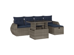 Conjunto de Sofá de Jardim, 6 Peças, Almofadas, Rattan Cinza MAISON EXCLUSIVE