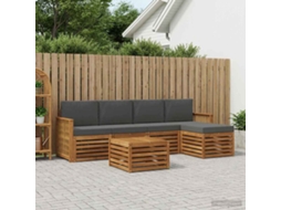 Vidaxl Conjunto De Sofás Para Exterior 6 Pcs Natural E Antracite