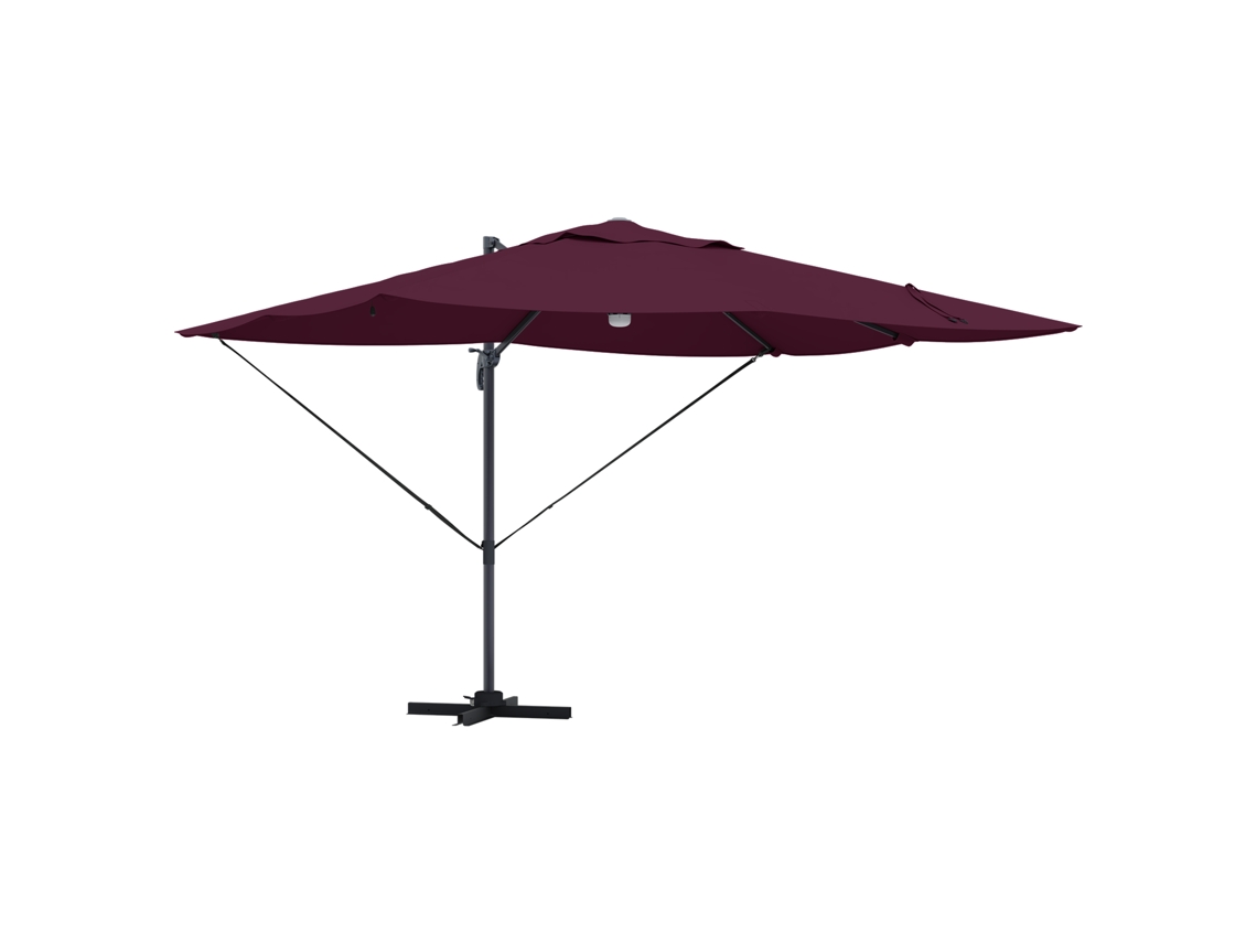 Conjunto 1 Parasol Outdoor Vidaxl Vermelho Poliéster (351 X 250 X 253 Cm)