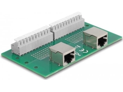 Rj50 2 X Buchse Zu 2 X Terminalblock Mit Drucktaster Für Hutschiene Delock (67014)