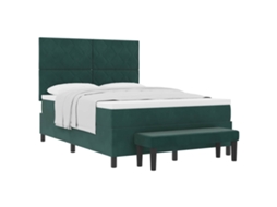 Maison Exclusive - Cama Box Com Cabeceira Verde Escuro 200 X 140 Cm Veludo