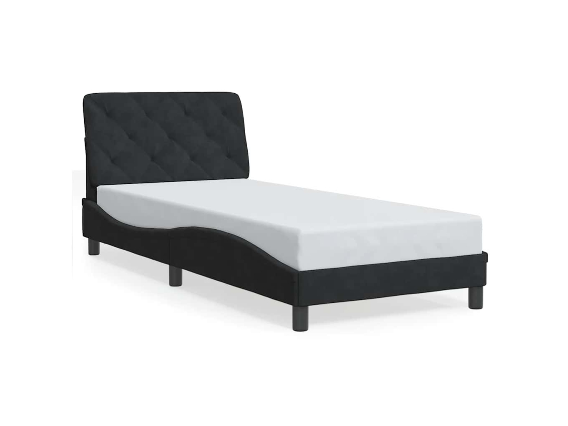 Estrutura de Cama Sem Colchão 80x200 Cm Veludo Preto MAISON EXCLUSIVE