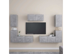 Vidaxl 7 Pcs Conjunto De Móveis De Tv Contraplacado Cinzento Cimento